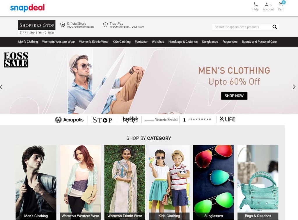Shoppers Stop microsite with Snapdeal