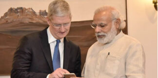 Tim Cook discusses manufacturing and retail possibilities with PM Narendra Modi