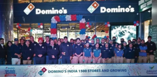Dominos reached a milestone of 1500 stores